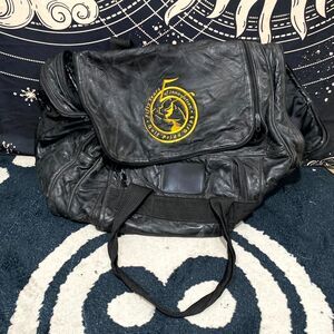 Golf Pride Carry-On Duffle Bag Black Leather Luggage Zip-Around Double Handle